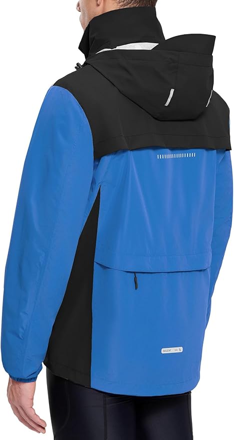baleaf Men's Rain Jacket Waterproof Windbreaker Running Cycling Golf Hiking Gear Hood Lightweight Reflective Packable