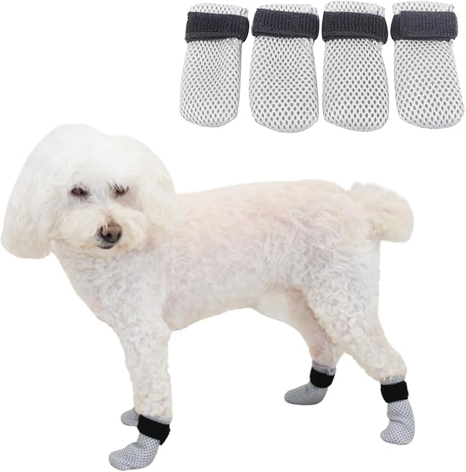 HDKUW Cat Anti-Scratch Shoes, Pet Scratch Deterrent Boots for Cats Small Dogs, Grooming Cat Accessories Nail Gloves, Adjustable Cat Claw Cover for Bathing Shaving Treatment Checking Gray XL