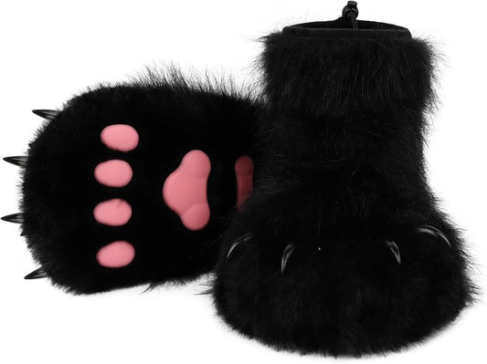 Animal Fuzzy Slippers Bear Cat Wolf Dog Fox Fursuit Feet Paw Claw Shoes Furry Boots Costume Accessories for Adult Kids
