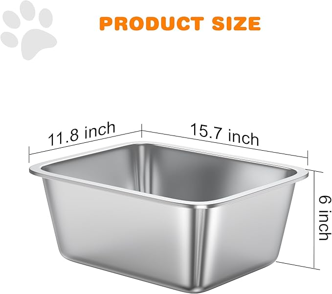 6" Deep Litter Box Stainless Steel Cat Litter Box Metal Litter Box Easy to Clean,Non-Stick Kitty Litter Box,Suitable for Indoor and Outdoor Pet Cats