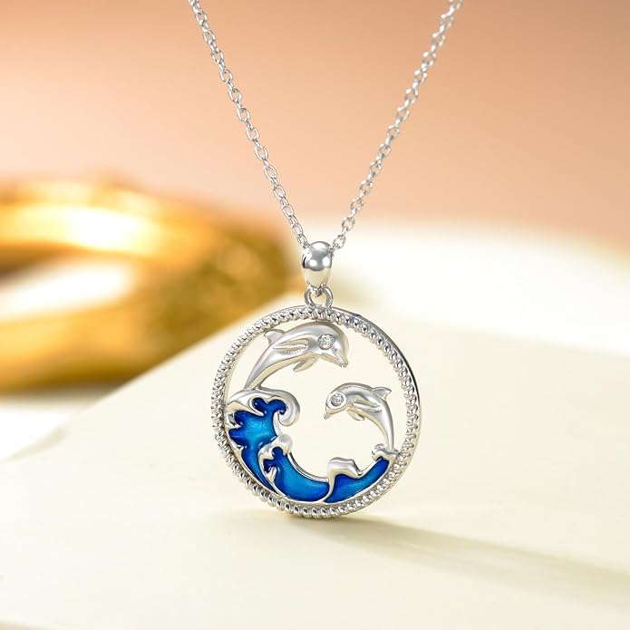 925 Sterling Silver Lab Grown Diamond Animal Necklace Cat/Bear/Bee/Dolphin/Dragonfly/Horse/Hummingbird/Koala/Parrot/Penguin/Pigeon/Sea Turtle/Starfish Lab Grown Diamond Necklace Gift for Women