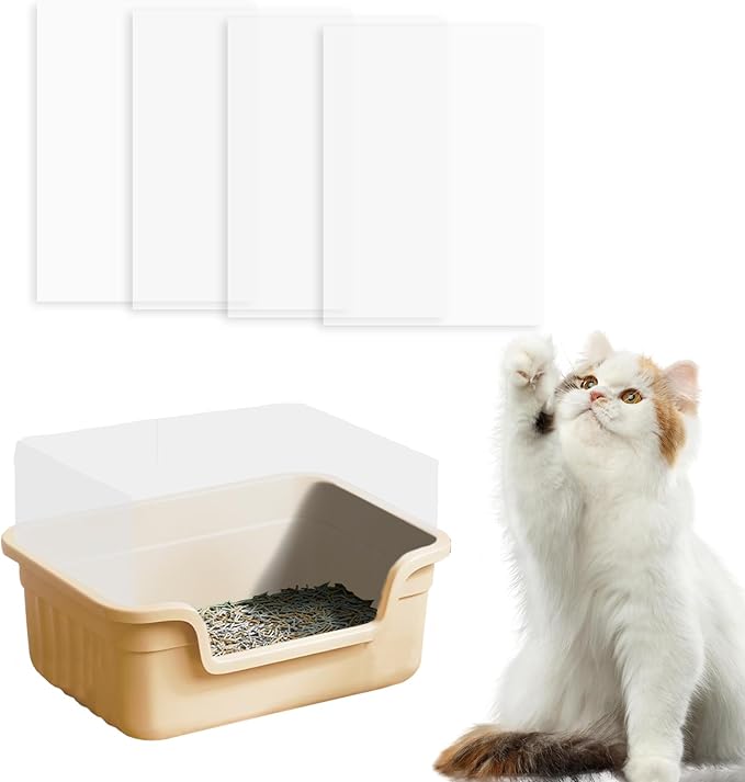 4Pcs Cat Litter Box Pee Shields, Splash Guard for Open Litter Boxes, Easy to Clean, Reusable and Removable (Litter Box Not Included)