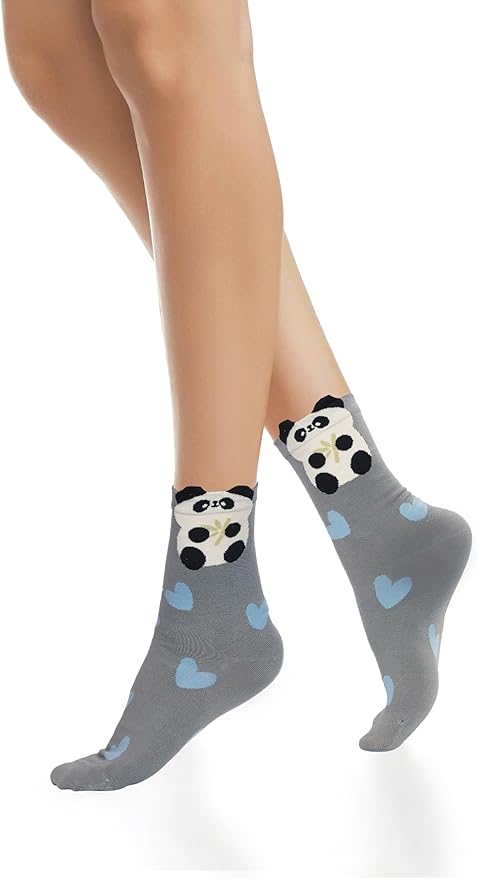 Benefeet Sox Cute Crew Socks for Women Girls Novelty Funny Patterned Socks Colorful Kawaii Cotton Casual Calf Sock 5 Pairs