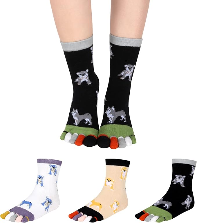 Benefeet Sox Toe Socks Women Men Cute Cat Five Finger Socks for Girls Colorful Cotton Ankle Athletic Running Socks with Toes