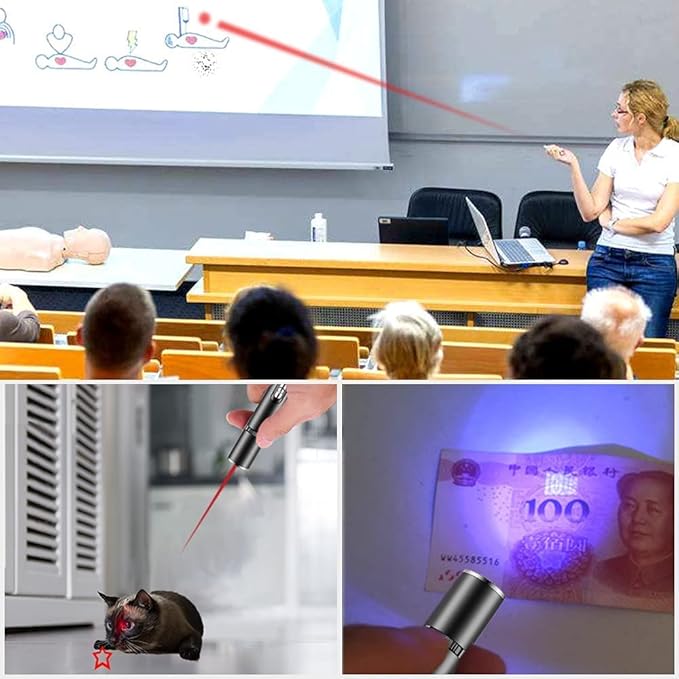 2 Pcs Cat Toys Lazer Pointer Cat Toys Interactive for Indoor Red Laser Pointer for Dogs Pet Red Light Laser Remote Control Teaching USB Flashlight Rechargeable(2 Pcs Pack, 2 Pcs Pack)