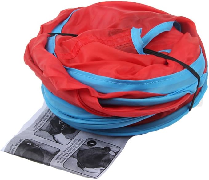 emours Cat Play Cube Collapsible Tunnel Cat House Toys,with 4 Balls, Red