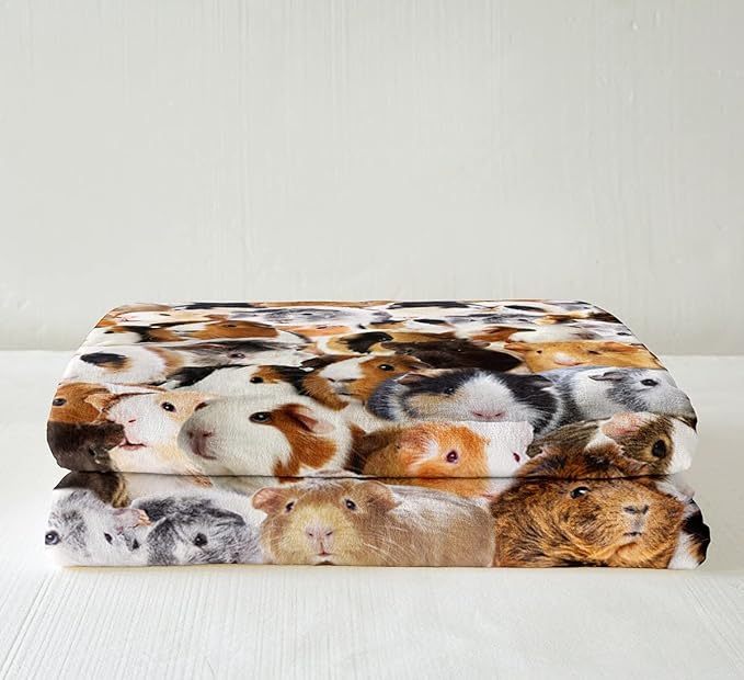 Kids Guinea Pig Fleece Blanket Boys Girls Cute Cavy Animal Sherpa Throw Blanket for Bed Sofa Couch Lovely Funny Pet Plush Blanket Boys Girls Ultra Soft Warm Plush Flannel BlanketKing 87"x95"