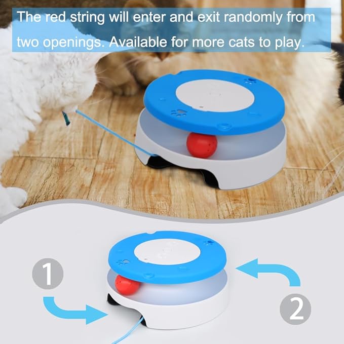 LASOCUHOO Cat Toys, Interactive Cat Toys for Indoor Cats, Automatic Cat String Toy for Cat Exercise, Fit for Most Cats (Blue)