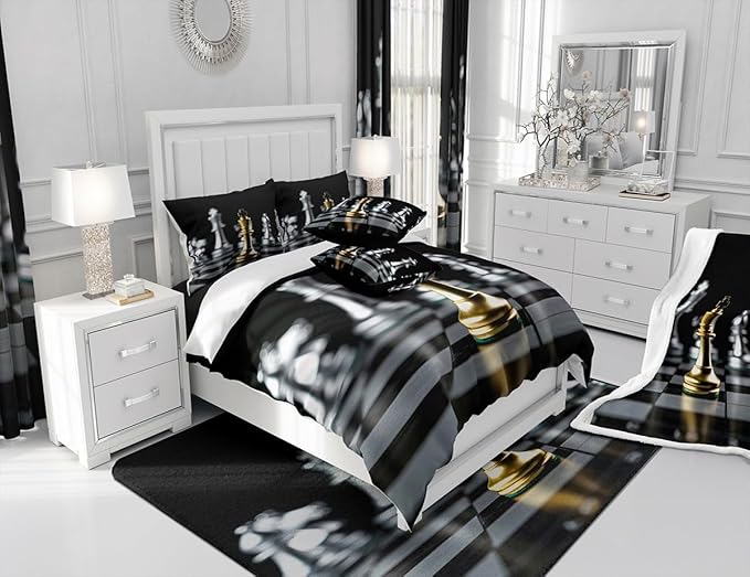 Chess Plush Blanket Chess Game Fleece Throw Blanket for Sofa Couch Bed Geometric Gingham Sherpa Blanket Room Decor Gold Silver Chess Black White Square Fuzzy Blanket Baby 30x40 Inch