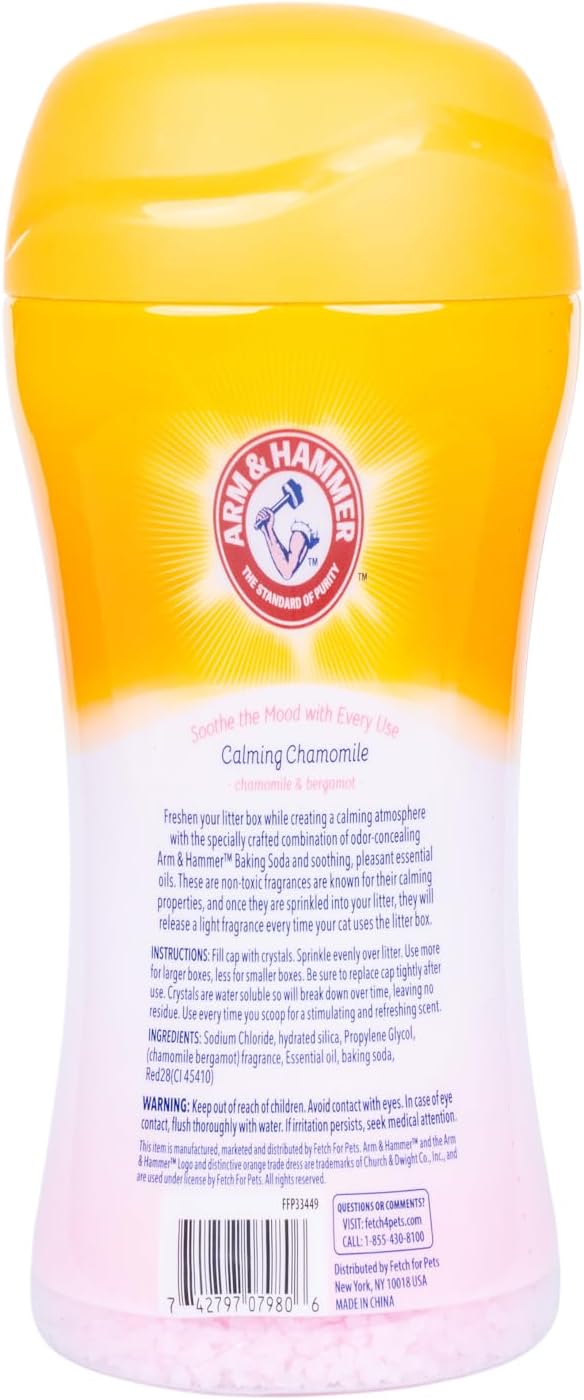 Arm & Hammer for Pets Scented Crystals for Litter Boxes, Calming Chamomile, Soothe the Mood with Every Use; Deodorizing Cat Litter Crystals with Baking Soda and Calming Fragrances, 15 Oz