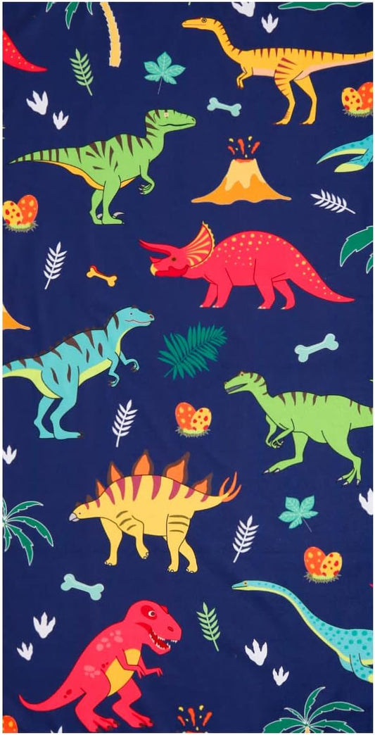 LIVILAN Small Dinosaur Beach Towel for Kids, Soft Microfiber 24" X 48", Quick Dry, Sand Free, Perfect for Boys Bath, Pool, Travel, Durable Toddler Towel, Ideal Dinosaur Gift