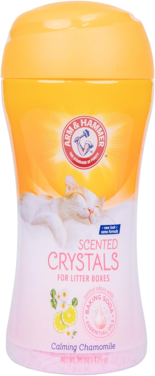 Arm & Hammer for Pets Scented Crystals for Litter Boxes, Calming Chamomile, Soothe the Mood with Every Use; Deodorizing Cat Litter Crystals with Baking Soda and Calming Fragrances, 15 Oz