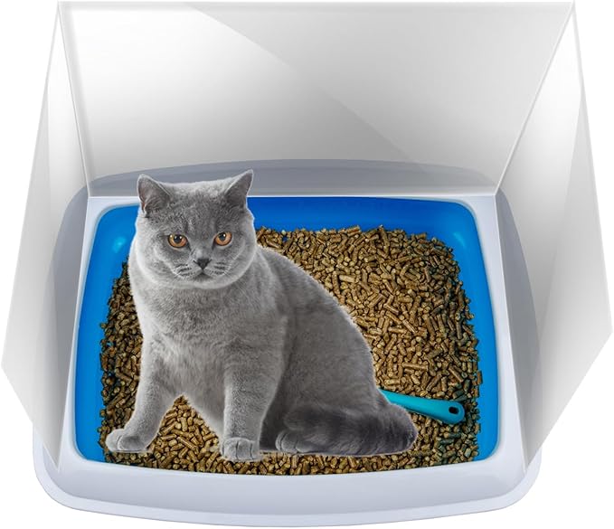 3 PCS Cat Litter Box Pee Shields with 1 Nano Tape, Keep Litter in The Pan, Easy Clean Transparent Cat Litter Box Pee Splash Guard for Open Top Cat Litter Box 15.8×11.8in