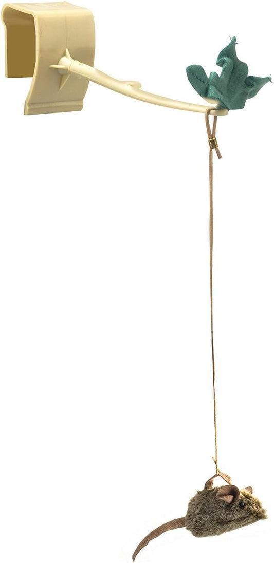 OurPet's Play-N-Squeak Batting Practice Interactive Cat Toy (Cat Toys for Stimulating Play with Real Mouse Sound, Catnip Toys to Entice Hunting Instincts) Brown 4.5 x 1.6 x 7.8 inches