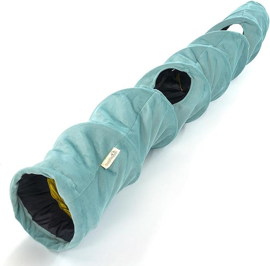 Velvet Fabric - Foldable/Collapsible - 55x8.66 Inches Cat Tunnel (Baby Blue)