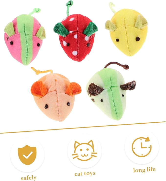 PRETYZOOM 5pcs Mouse Cat Toy Chew Toy Cat Mouse Toy Toys for Kittens Cat Mice Toys Toys Pet Toys Kitten Toys Fruit Toys Cartoon Fruit Mice Toys Cat Toys Bite Pet Supplies Plush