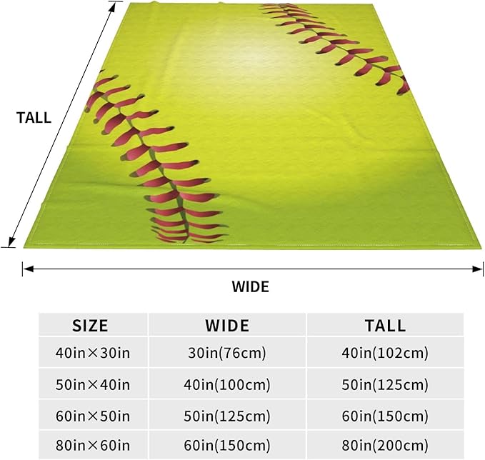 Softball Throw Blanket Soft Cozy Plush Warm Fleece Blanket for Sofa Couch Bed 80"X60"