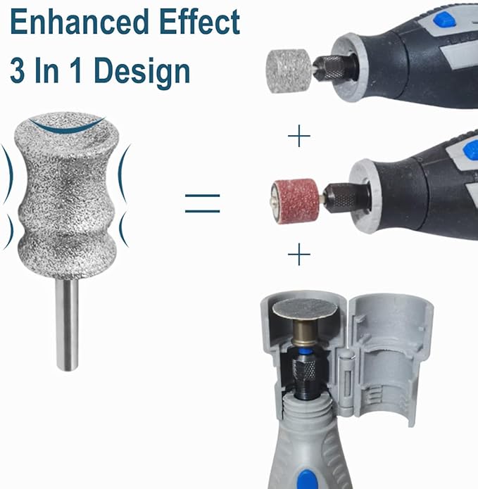 Diamond Dog Nail Grinder Attachment Bit for Dremel - 1/8" Rotary Nail Grinder Bit for Large Medium Small Dogs Nail Cares (B