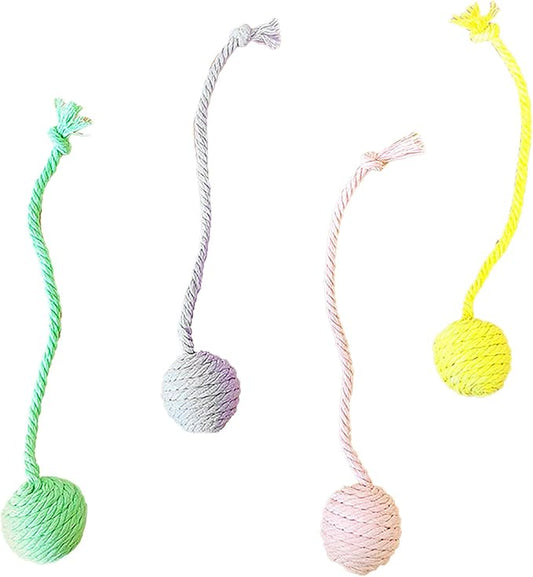 Cat Mouse Toys, 4 PCS Funny and Cute Cat Toy Mice Set with Built in Sound Stone, Interactive Pets Toy and Kittens for Bored Indoor Adult Cats (Cotton Ball)