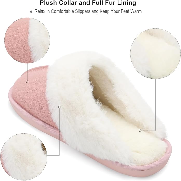 Besroad Winter Fuzzy House Slippers Sandals Plush Faux Fur Fluffy Flats Slippers Warm Slide Shoes for Women