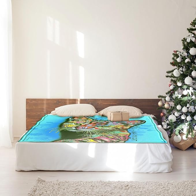 Dawhud Direct 50x60-Inch Fleece Throw Blanket - Dean Russo Cat Blanket for Adults and Kids - Soft and Cozy for Bed, Couch, or Travel - Thoughtful Cat Lover Gifts for Women