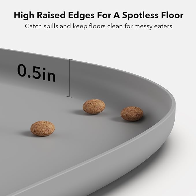 PETLIBRO Dog Food Mat, Safety Silicone Cat Food Mat for Feeder & Fountain, Waterproof Dog Bowl Mat, Raised Edge Spill Protection Floor, Cove Feeding Mat for AF005, AF103 Single Tray, AF203 Single Tray