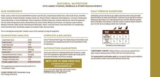 Instinct Ultimate Protein Grain Free Cage Free Chicken Recipe Natural Dry Cat Food, 10 lb. Bag