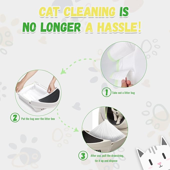 120 packs for self-cleaning litter box and self-cleaning litter box liner, Litter Box Robot garbage bag,flexible and durable, super thick 1.5mil