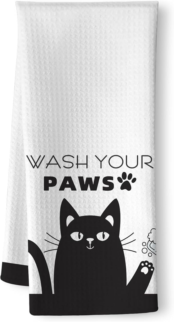 Funny Hand Towels,Cat Kitchen Towels,Cat Bathroom Towels,Decorative Kitchen Towel,Dish Towels For Kitchen Decorative,Cat Hand Towel -Suitable For Use And Decoration In Kitchen, Bathroom And Toilet