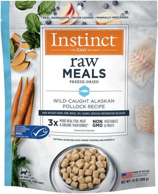 Instinct Freeze Dried Raw Meals, Natural Dry Cat Food, Grain Free - Wild-Caught Pollock, 24 oz. Bag