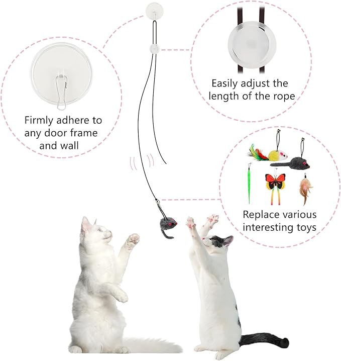 Interactive Cat Toy, Hanging Cat Toys for Indoor, cat Door Toy Replacements with Bell Kitten Toys for Indoor Cats Kitten