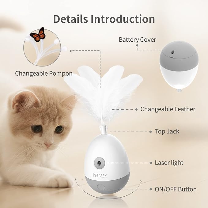 PETGEEK Laser Pointer Cat Toy Interactive Cat Toy for Indoor Cat Toys, Cat Laser Toy with Bird Squeaky, Cat Toy with Cat Wand Replacement, Best Gift for Birthday, Thanksgiving, Christmas, New Year