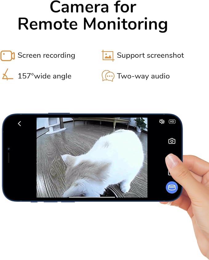 FUKUMARU Automatic Cat Feeder, 2 in 1 Automatic Pet Feeders with Camera and Audio, Support DIY Meals and Timed Control WiFi Cat Food Dispenser, Suit for Cat and Dog