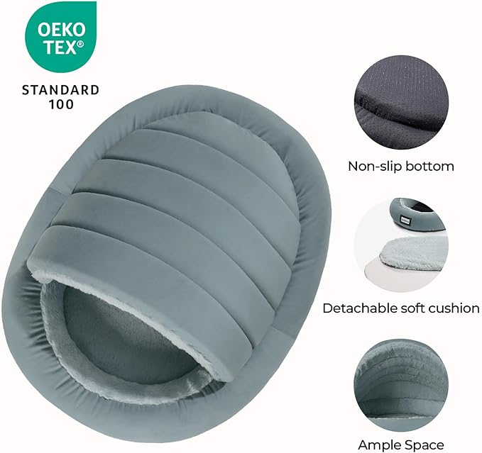 BALANCE 2 in 1 Cat Bed Cave for Kittens and Small Dogs, Cat Tents for Indoor Cats, Covered Cat Beds with Removable Cushion, Calming Cat Nest, Cat Hideaway, Washable Cat House with Non-Slip Bottom