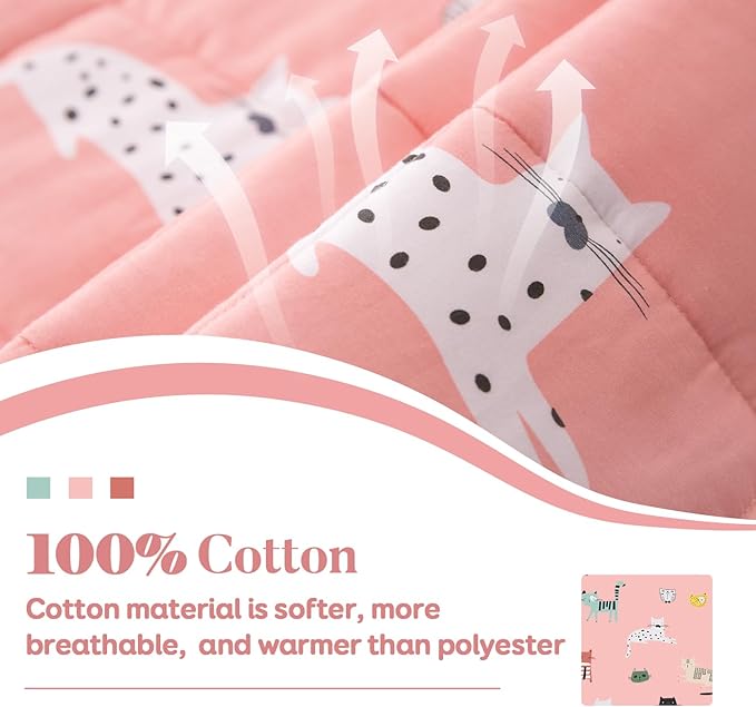 Sivio Weighted Blanket - 100% Cotton Weighted Blanket 3 lbs 36 x 48 inches, Washable Breathable Soft Heavy Blanket for Calm Sleeping for Home and School Nap, Pink Cat