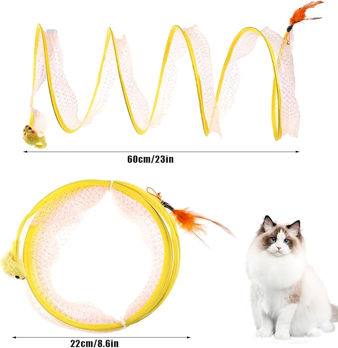 Folded Cat Tunnel, Large Size Portable Cat Toy Spiral Tunnel Cat Toy Tunnels for Indoor Cats Decompression Interactive Cat Springs Toys