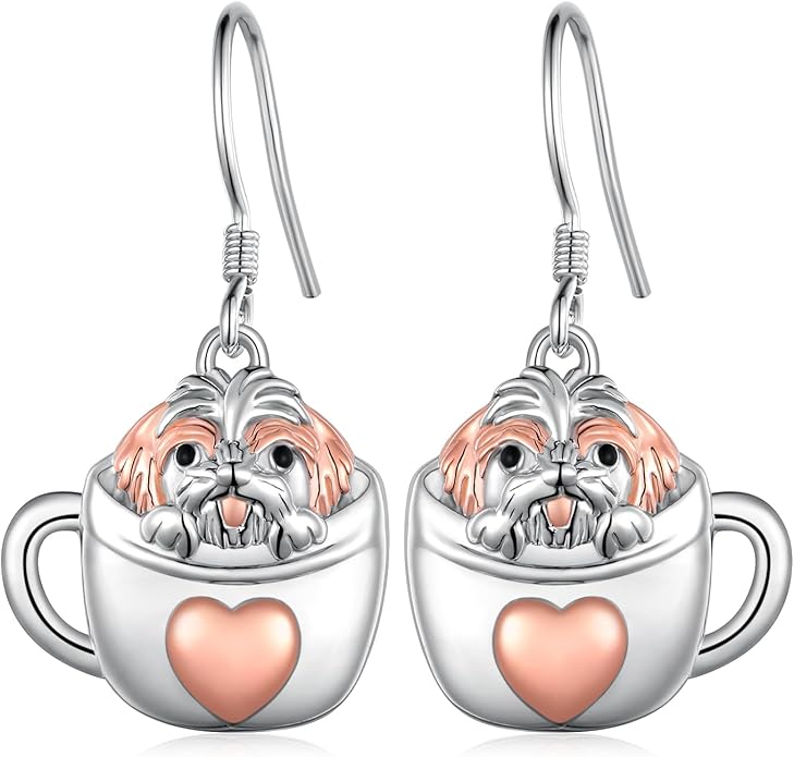 Black Cat Earrings 925 Sterling Silver Mushroom Cat/Black Cat/Panda/Sloth/Capybara/Boston Terrier/Shih Tzu Dangle Earrings Cute Animal Drop Earrings Jewelry Gifts for Women