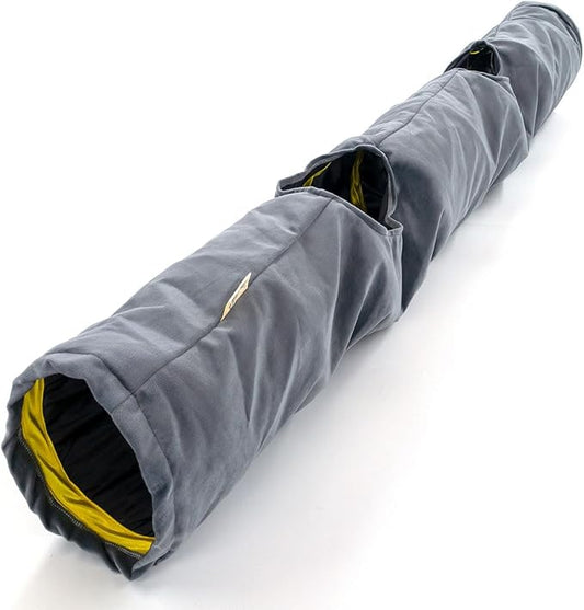 Velvet Fabric - Foldable/Collapsible - 55x8.66 Inches Cat Tunnel (Gray)