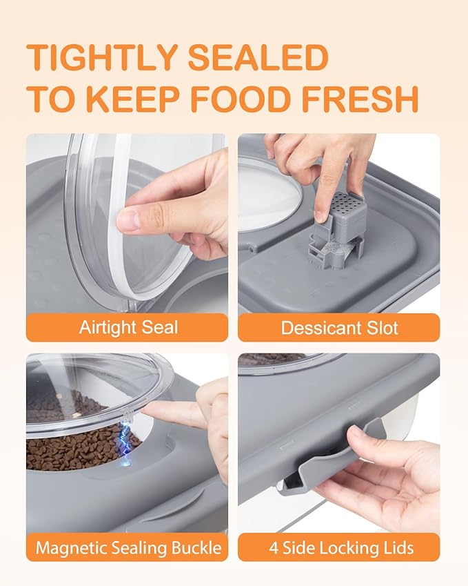 25-28 Lbs Dog Food Storage Container with Handle, Collapsible Dog Food Container with Airtight Lids, Wheels, Large Pet food storage Container for Dog Cat, Dog Food Scoop, Dog Food Bowl