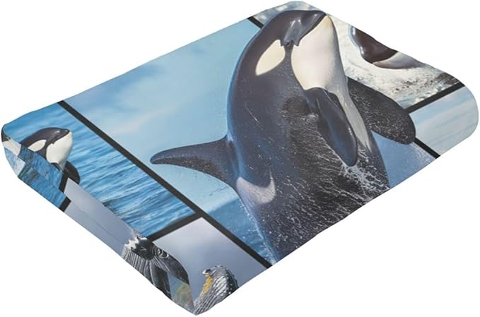 Whale Blanket Funny Whale Throw Blanket Ocean Animals Stuff Merch Cozy Print Flannel Fleece Soft Plush Fuzzy Warm Lightweight Bedding Whale Gifts for Women Girls Men Kids 50"X40"