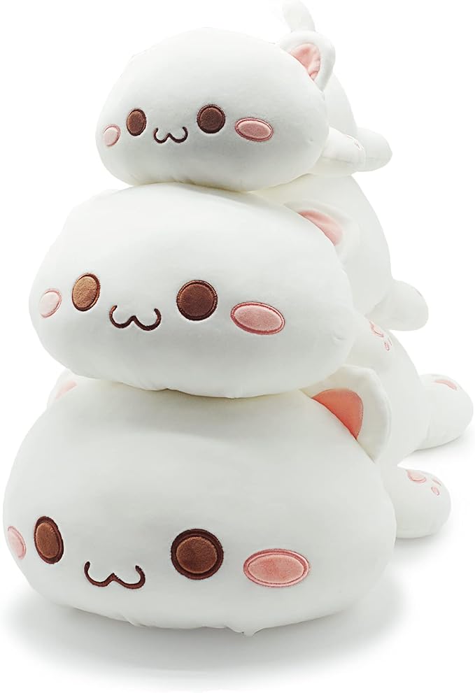 Onsoyours Cute Kitten Plush Toy 20" Stuffed Animal Pet Kitty Soft Anime Cat Large Plush Pillow for Kids (White A, 20")