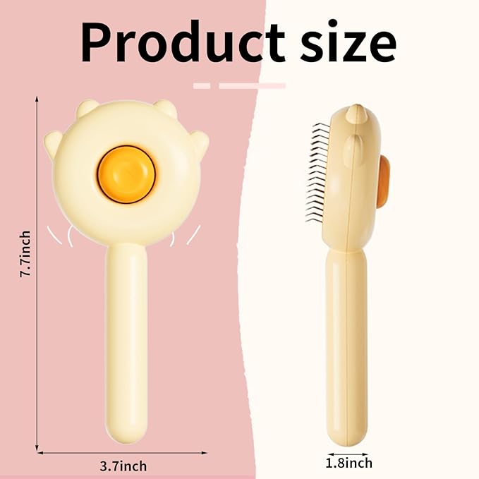 Cat & Pet Grooming Slicker Brush with Release Button - Cleaner for Long & Short Fur on Cats, Kittens, and Dogs (Yellow)