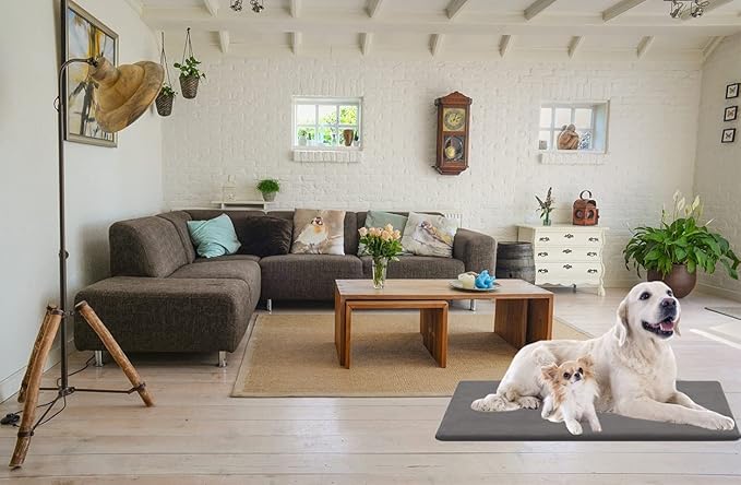 TJOY Pet Heating Pad for Cats,Dog Heating Pad Temperature Adjustable Electric Heated Pet Bed Mat with Timer,Waterproof Pet Heating Pads Cat Warming Pad(Medium:22" x 18"(Gray))