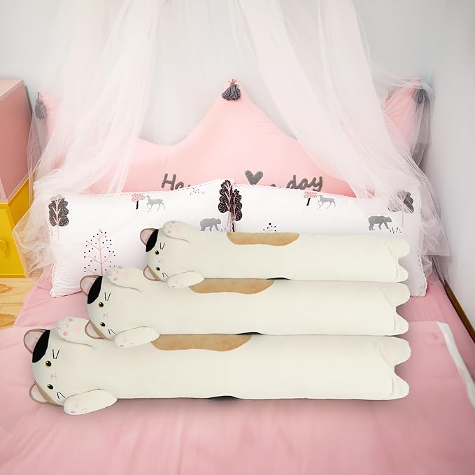 Long Cat Plush Pillow, 31inch Cartoon Cat Boby Pillow Long Kitten Stuffed Animal, Soft Hugging Plush for Girls for Kids, Birthday