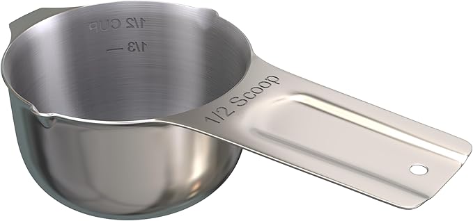 Color Up Dog and Cat Food 1/2 Scoop Premium Pet Food Measuring Cup - Stainless Steel (1/2 Scoop (1/2 Cup))