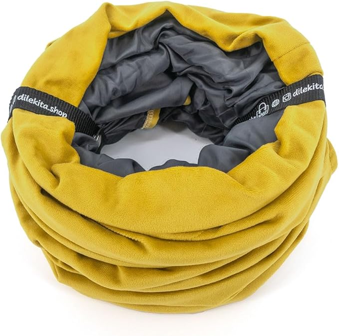 Velvet Fabric - Foldable/Collapsible - 55x8.66 Inches Cat Tunnel (Yellow)