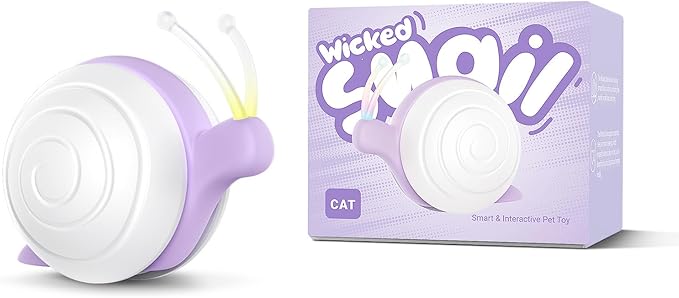 Cheerble Smart Interactive Cat Toy for Indoor Cats Kitten, [2024 Upgraded] Wicked Snail, Kitten Toys, Automatic Cat Toy with LED Lights, DC Rechargeable Moving Cat Toy, Smart Sensing Electric Cat Toy