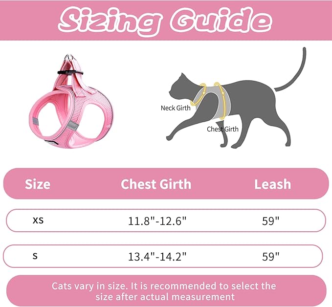 Cat Harness and Leash Escape Proof,Soft Adjustable Kitten Vest Harness for Walking Reflective Easy Control Pet Harness for Cat Small Dog Puppy