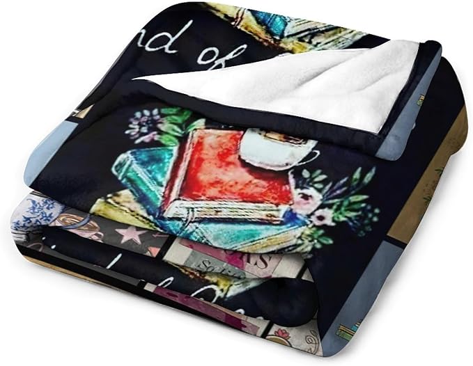 Book and Coffee Print Blanket Coffee Cup Cafe Throw Blankets for Couch Sofa Bed Stuff Decor Lightweight Soft Cozy Fleece Plush Warm Flannel Bedding Blanket Gifts for Girls Boys Kids Adults 60"x80"