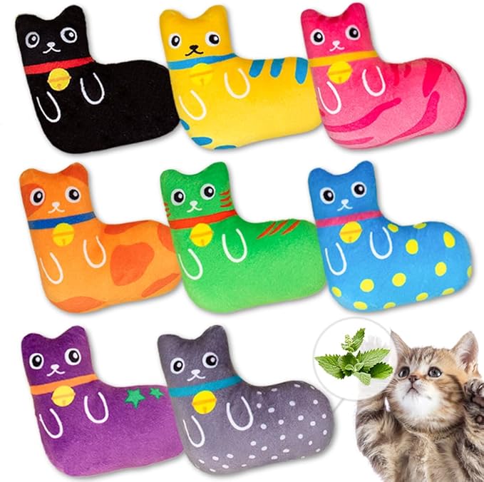 Catnip Toys for Indoor Cats, Natural Catnip Cat Toys Kitten Toys - 8 PCS Fish Cat Toys Set for Boredom